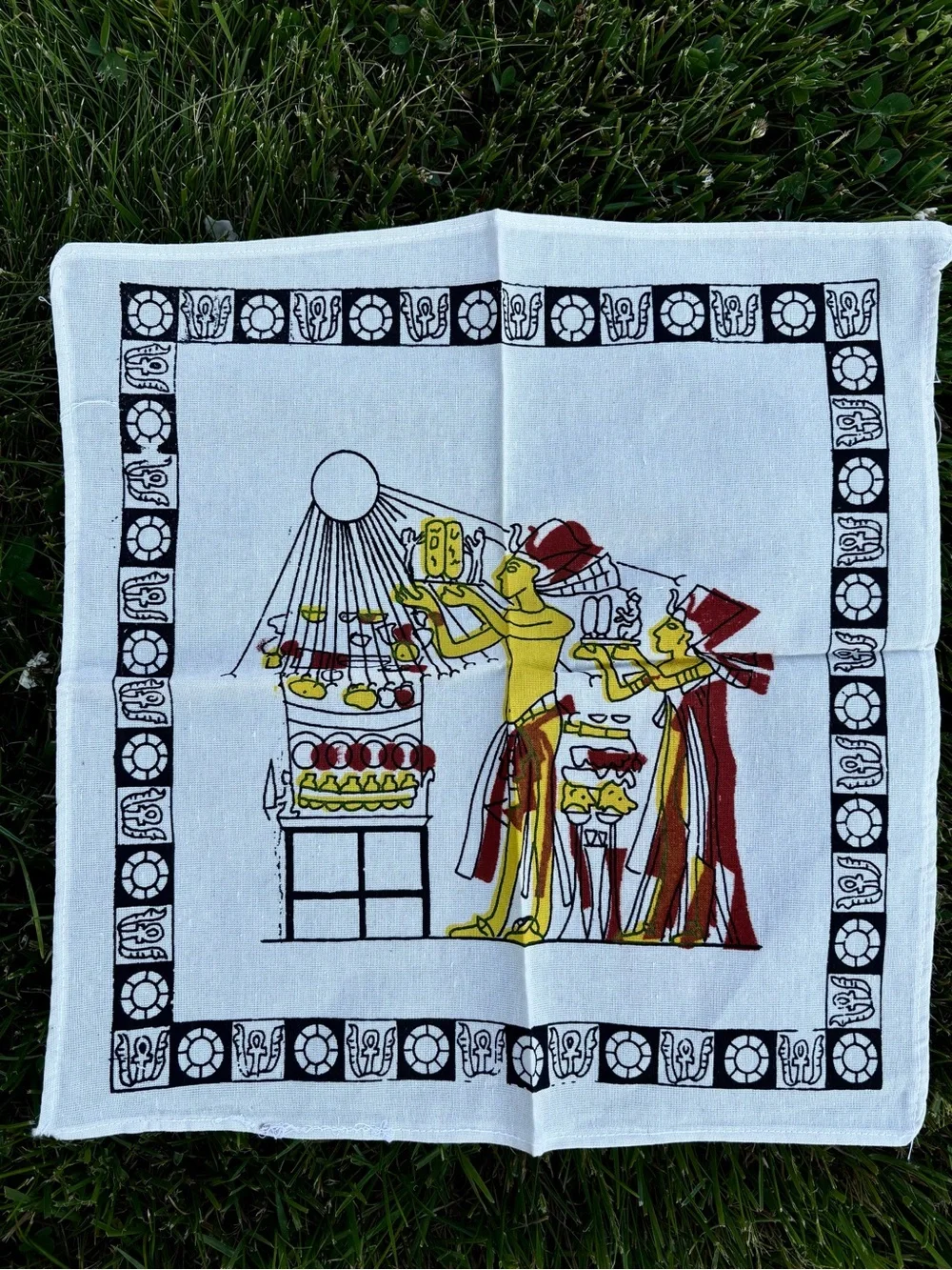 Egyptian Motif Cotton Dinner Napkins and Tablecloth